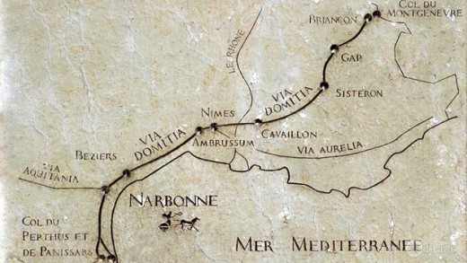 Relief zum Verlauf der "Via Domitia", in Narbonne, by: Castel Franc/ Provence